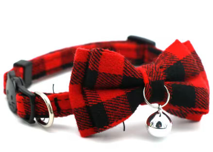 Collier Nœud Papillon à Carreaux pour Chat & Chien — Avec Cloche