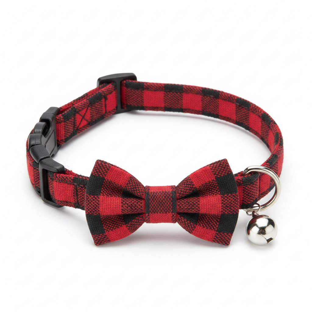Collier Nœud Papillon à Carreaux pour Chat & Chien — Avec Cloche